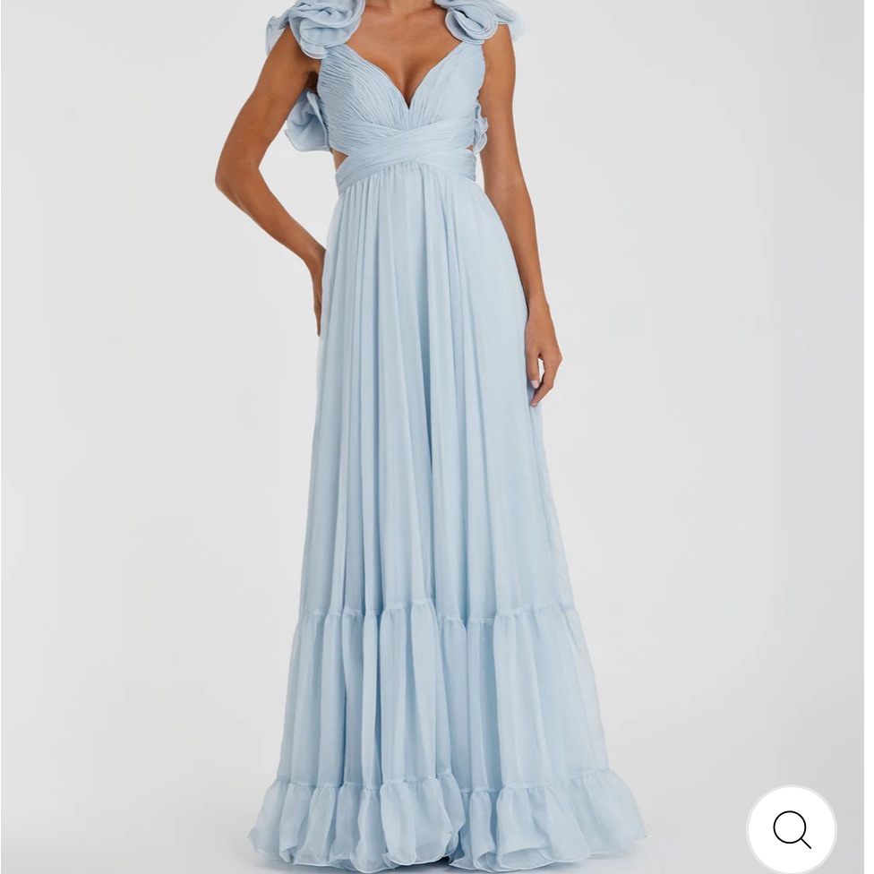 Macduggal Ruffle Tiered Cut Out Chiffon Gown